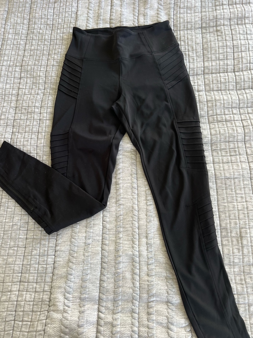 Athleta Black High-Rise Moto-Detail Leggings